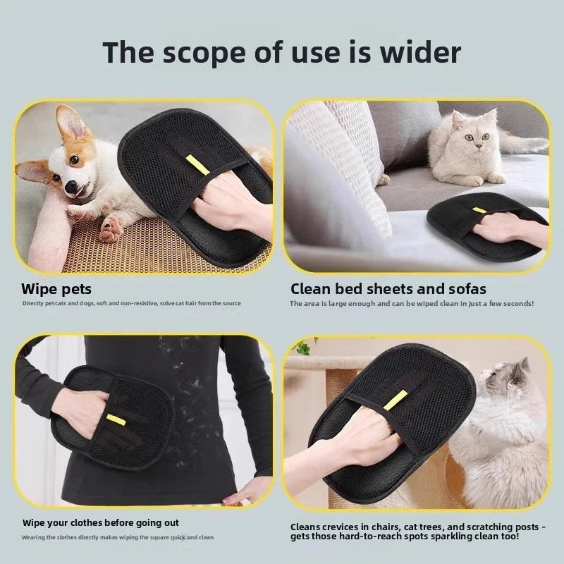 Pet Hair Remover Glove - Reusable Dog Cat Grooming & Deshedding Glove for Furniture & Car - Washable Hair Removal